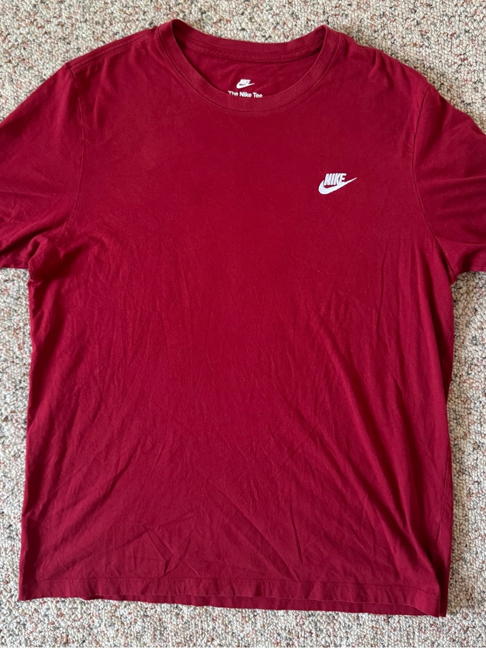 Nike Men’s Burgundy Short Sleeve Crew Tee with White Swoosh